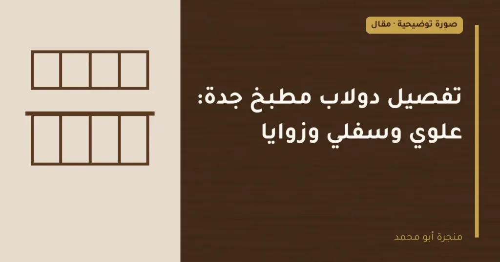 غلاف توضيحي مصمم لمقال: تفصيل دولاب مطبخ جدة: علوي وسفلي وزوايا